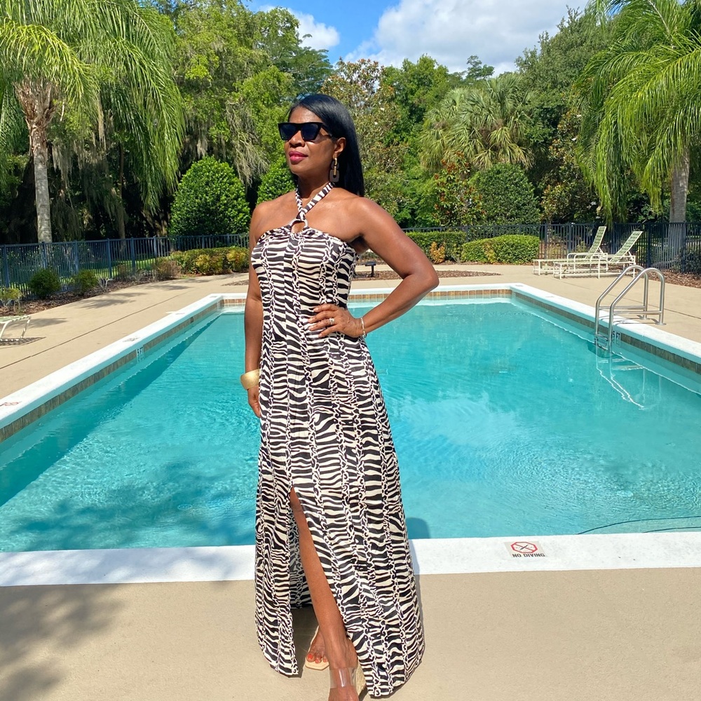 Zebra print maxi dress